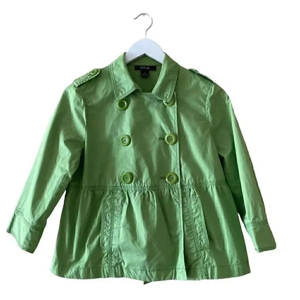Style & Co Green Peplum Cotton Lightweight Military Style Cropped SZ MP # 1577